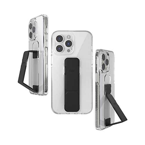Clckr Case For Iphone 14 Pro Max With Phone Grip Ultra Thin Mobile Phone Case With Phone Stand 6.7 Inch Clear Black Shockproof Mobile Phone Holder With Raised Edges To Protect Screen/Camera