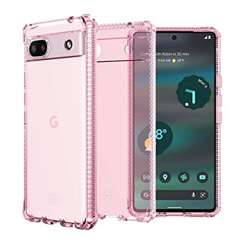 Itskins Spectrum R // Clear Compatible With Google Pixel 6a, Protective Phone Case, Slim Hybrid Case, Anti-Yellowing, And Heavy Duty Shockproof Cover, Military Phone Case - Light Pink