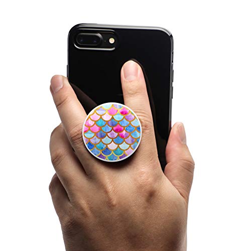 Collapsible Magnet Phone Grip, Stand, And Mount-Flexible Soft Middle Allows For A Comfortable Fit-Mounts To Any Metal Surface. Cell Phone Grips By Coolgrips-Girls Mermaid Scales