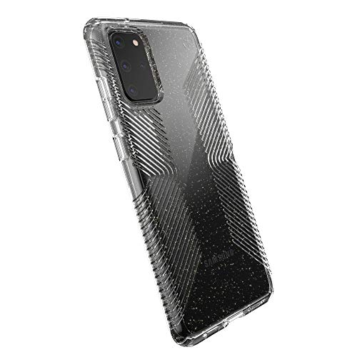 Speck Products Presidio Perfect-Clear With Grip + Glitter Samsung Galaxy S20+ Case, Clear With Gold Glitter/Clear (136376-5636)