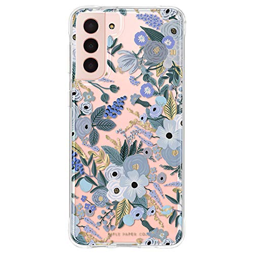 Rifle Paper Co - Case For Samsung Galaxy S21 5g - Gold Foil Elements - 10ft Drop Protection - 6.2 Inch - Garden Party Blue