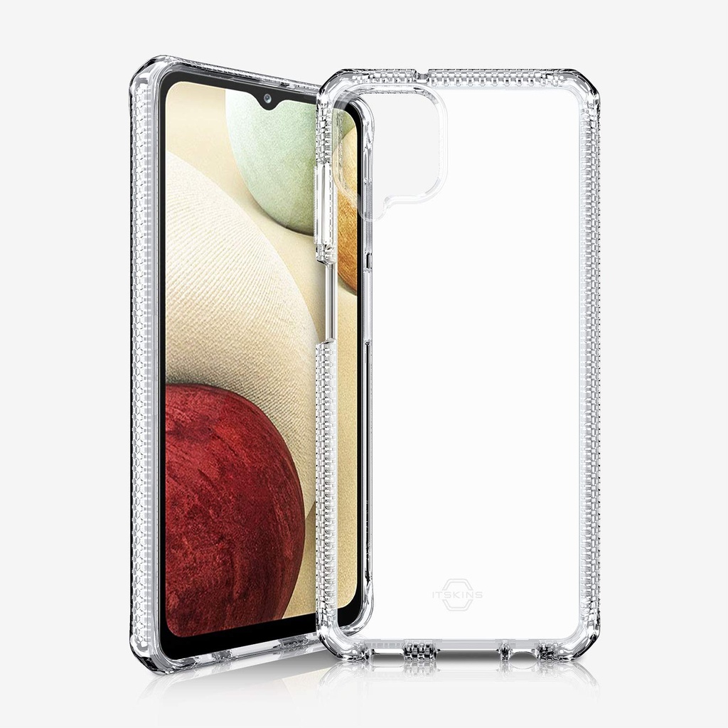 Itskins Spectrum // Clear Compatible With Samsung Galaxy A12 (Usa Ver), Protective Phone Case, Slim Hybrid Case, Anti-Yellowing, And Heavy Duty Shockproof Cover, Military Phone Case - Transparent