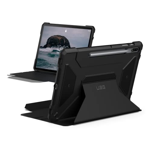 Urban Armor Gear Uag Designed For Galaxy Tab S8 Plus 12.4-Inch (Sm-X800 & Sm-X806) Case Rugged Smooth Exterior Material Heavy Duty Folio Stand Metropolis Se Protective Cover, Black