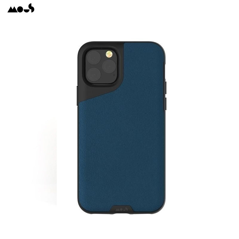 Mous - Protective Case For Iphone 11 Pro Max - Contour - Blue Leather - No Screen Protector