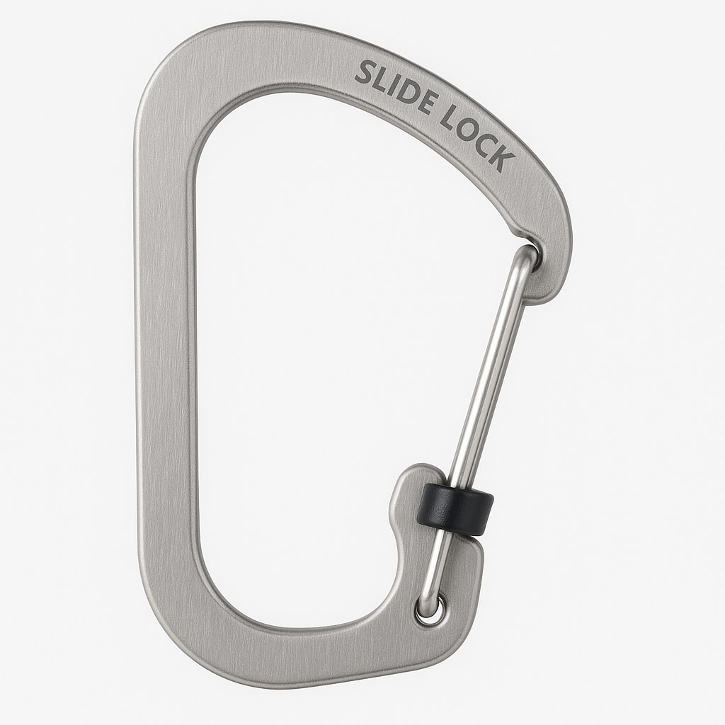 Nite Ize Size #3 Slidelock Carabiner, Locking Carabiner Keychain, Stainless Steel
