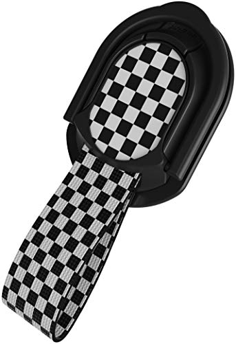 Ghostek Loop Magnetic Phone Ring Holder Strap With Kickstand Smartphone Hand Gripper Prevents Clumsy Drops And Falls Conveniently Detachable Making It Wireless Charging Compatible - (Checkered Black)