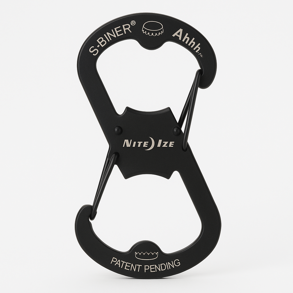 Nite Ize Ahhh Dual Bottle Opener, S-Biner Dual Carabiner With Double-Sided Bottle Openers, Black