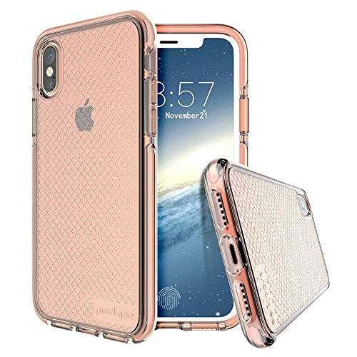 Prodigee [Safetee Pink Rose For Iphone X (2017) - Iphone Xs (2018) Case Clear Transparent Silver Shock Proof Cover