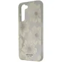 Kate Spade New York Defensive Hardshell Case For Samsung Galaxy S22+ (Plus) - Hollyhock Floral Clear/Cream With Stones/Cream Bumper