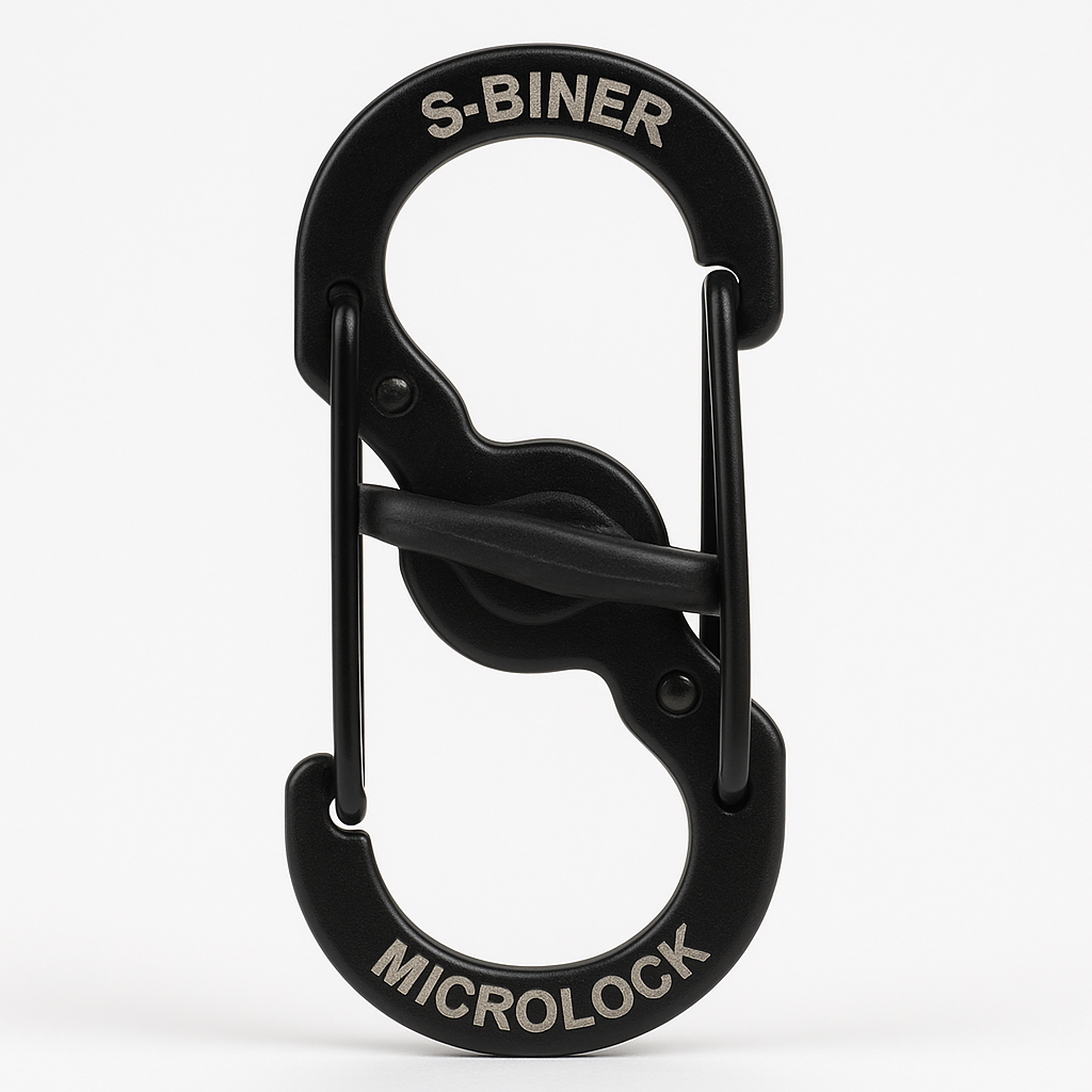 Nite Ize S-Biner Microlock Stainless Steel - S-Biner With Locking Dual Sided Gates - Keep Keys Secure With Carabiner Key Holder - Black (2 Pack)