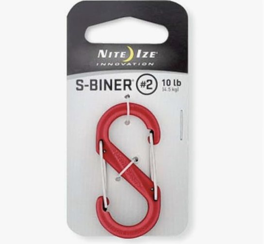 NITE IZE S BINER PLASTIC CARABINER STRONG KEY CHAIN CLIP HOOK CAMPING SIZE #2, 10 PCS RED/MAROON