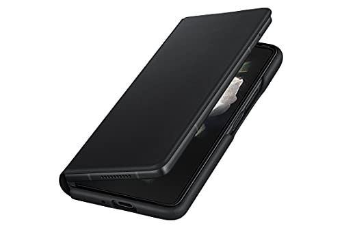 Samsung Galaxy Z Fold 3 Flip Phone Case, Leather Protective Cover With Stand, Heavy Duty, Shockproof Smartphone Protector, Us Version, Black,Ef-Ff926lbegus