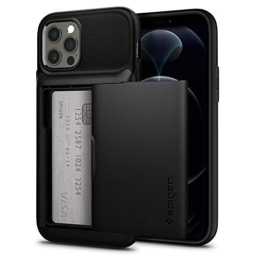 Spigen Slim Armor Wallet Designed For Iphone 12 Case (2020) / Designed For Iphone 12 Pro Case (2020) - Black