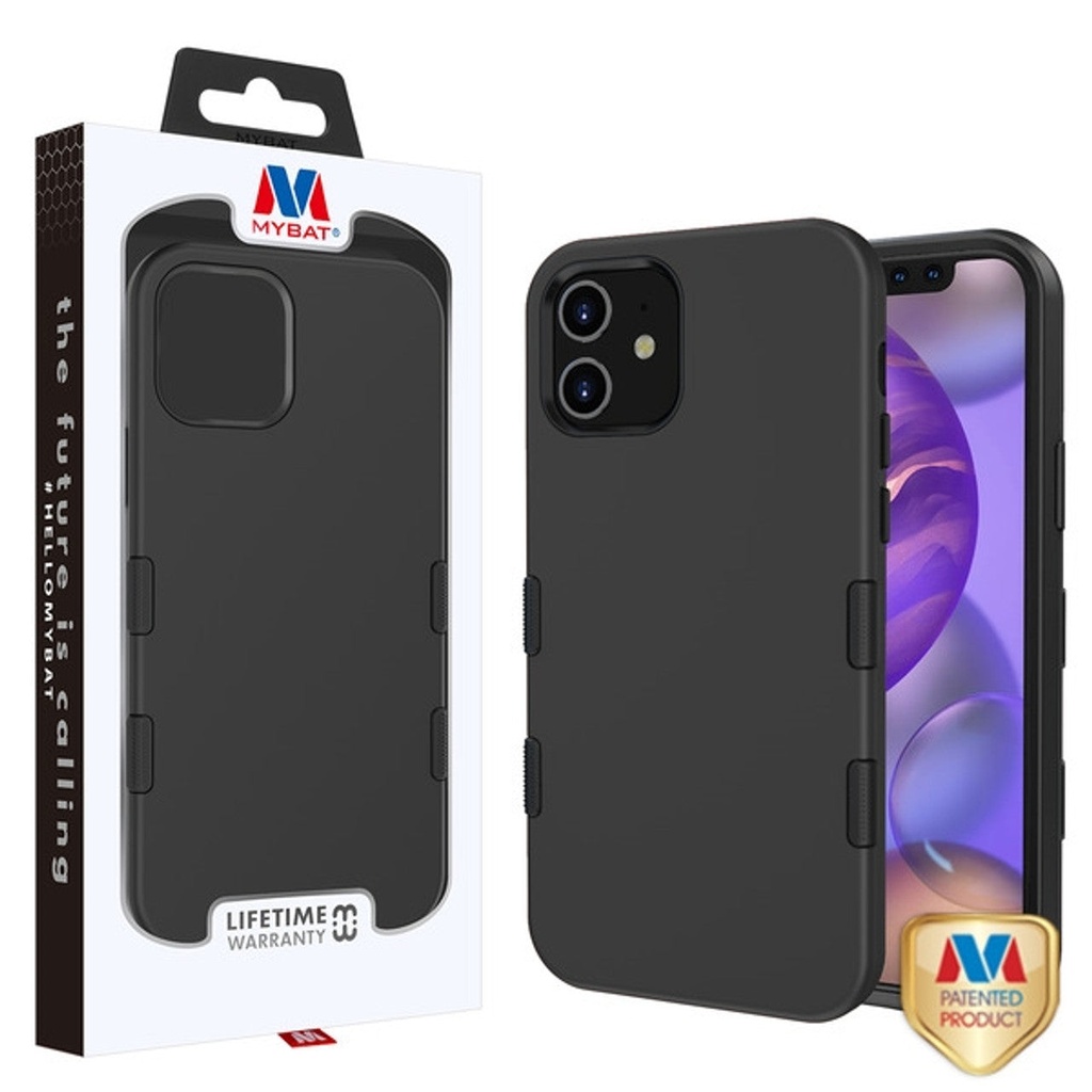 Mybat Tuff Subs Series For Iphone 12 Mini - Dual Layered, Shockproof Protective Smartphone Case [Military-Grade Certified] - Rubberized Black/Black