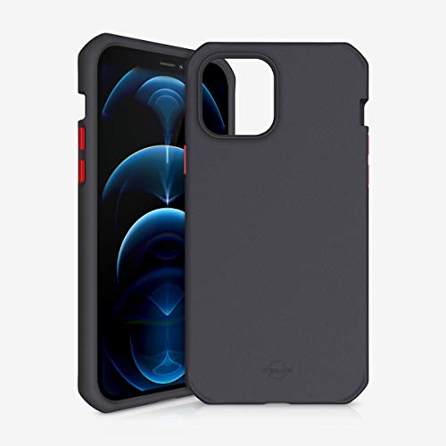 Itskins Supreme Solid 5g Hinge Protective Phone Case Compatible With Iphone 12 Pro Max, Slim Hybrid Case, Anti-Slip, Heavy Duty Shockproof Cover, Military Phone Case - Black And Red
