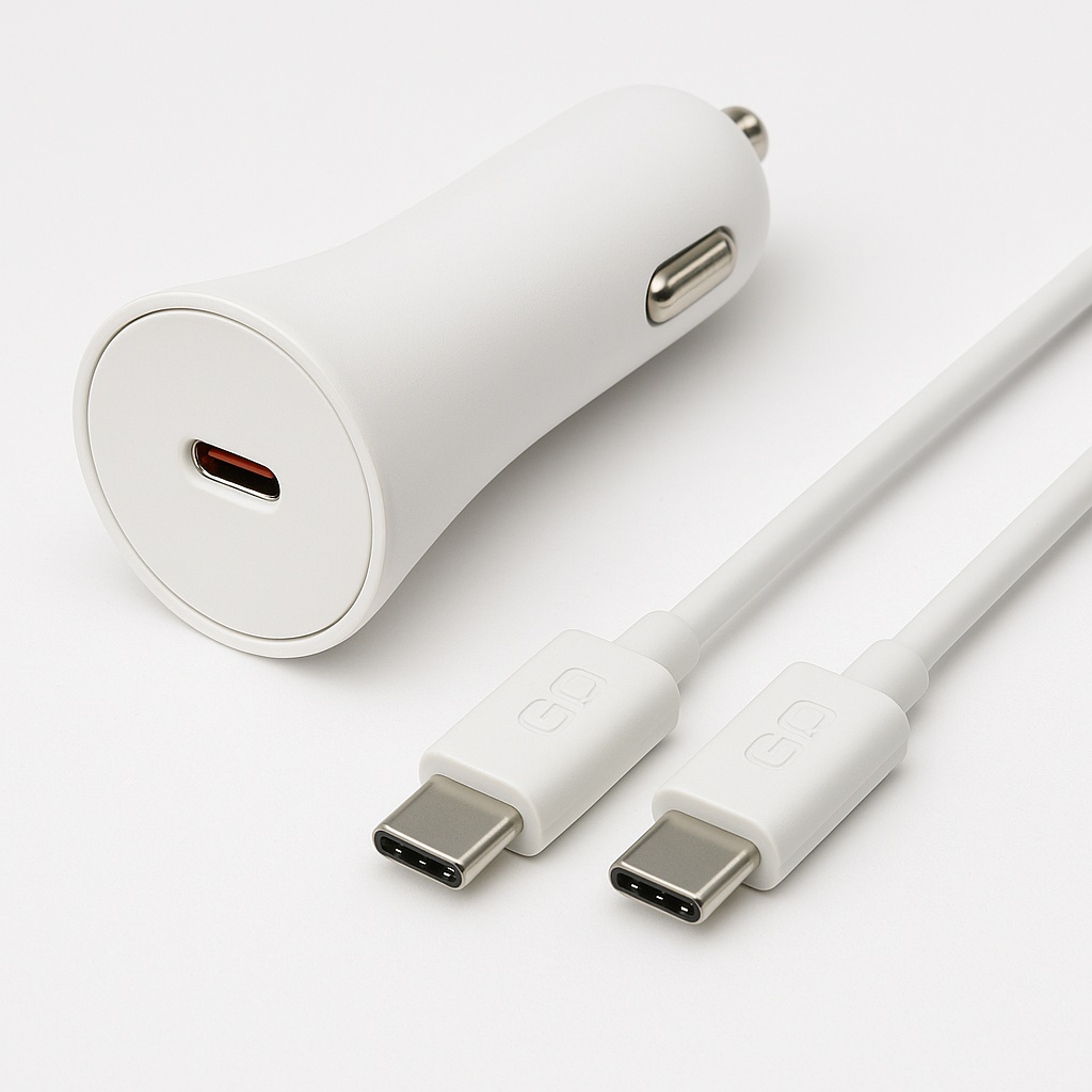 Puregear Lightspeed - 20w Single Usb-C Pd Car Charger + Usb-C To Usb-C Cable - White