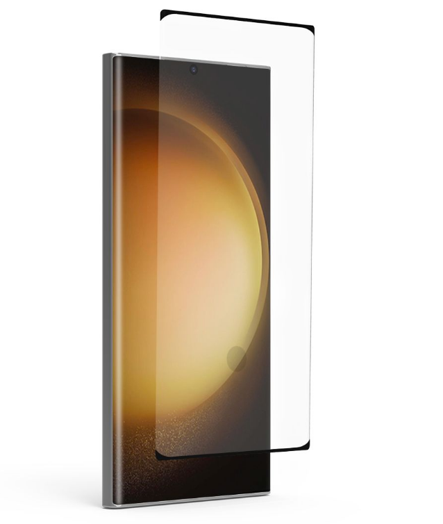 PUREGEAR SAMSUNG GALAXY S23 ULTRA STEEL 360 ANTIMICROBIAL CURVED TEMPERED GLASS FINGERPRINT SENSOR READY SCREEN PROTECTOR WITH BLACK BORDERS, PERFECT ALIGNMENT TRAY