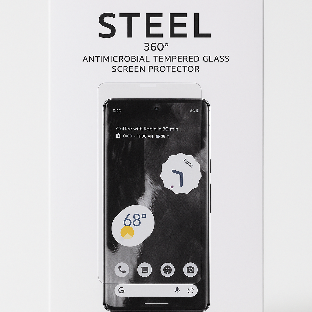 Puregeargoogle Pixel 7 Pro Steel 360 Antimicrobial Tempered Glass Screen Protector With Perfect Alignment Tray