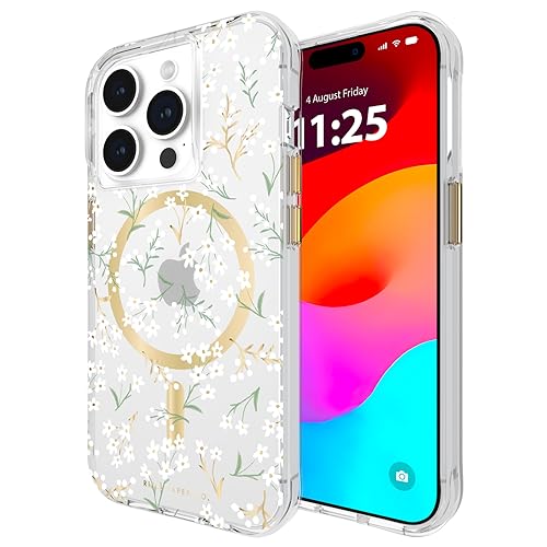 Rifle Paper Co. Iphone 15 Pro Case [Compatible With Magsafe] [12ft Drop Protection] Cute Iphone Case 6.1" With Floral Pattern, Anti-Scratch Tech, Shockproof Material, Slim Fit - Petite Fleurs