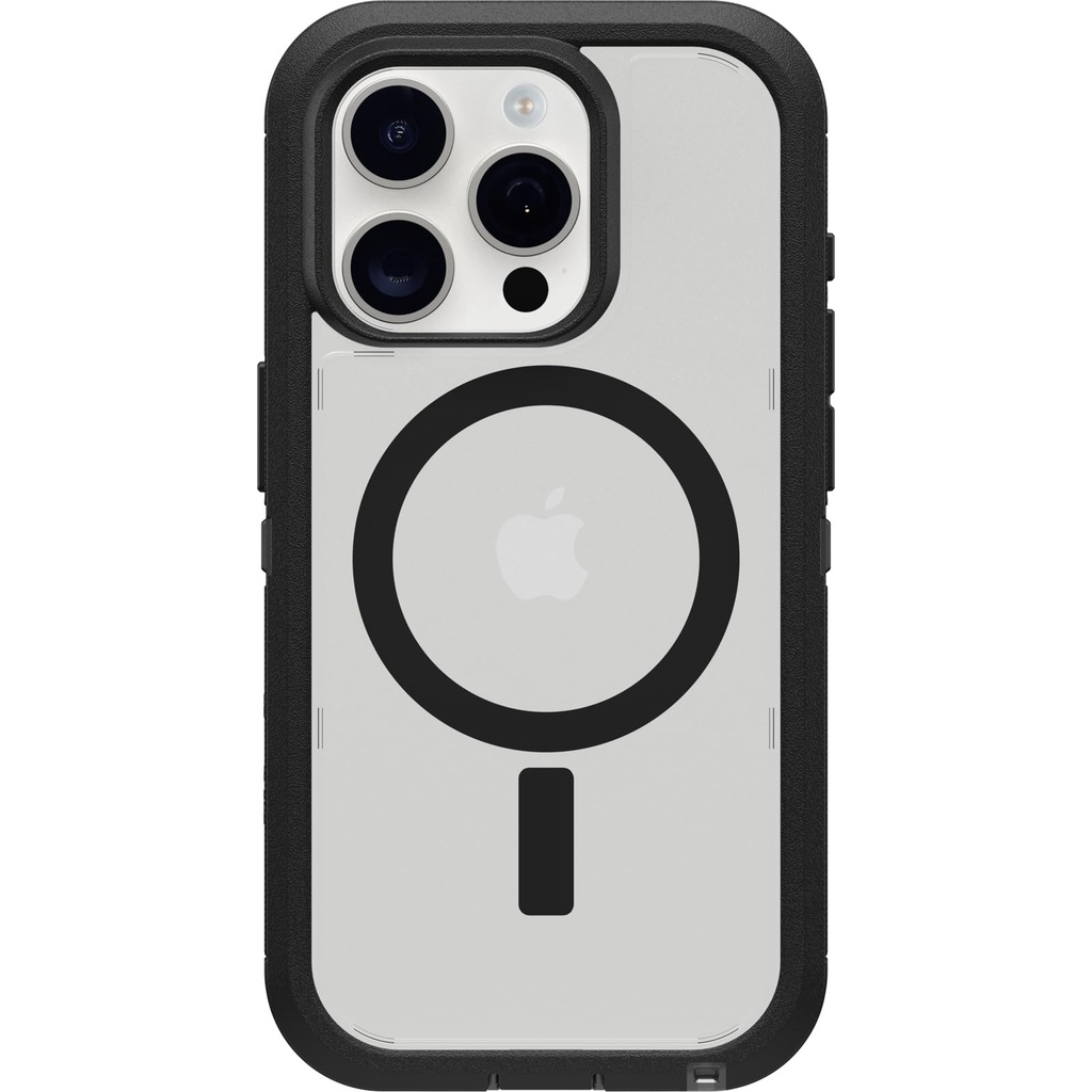 Otterbox Iphone 15 Pro Defender Series Xt Clear Case - Dark Side (Black/Clear), Screenless, Rugged, Snaps To Magsage, Lanyard Attachment, Pressure-Fitted Dual-Layer Iphone Case
