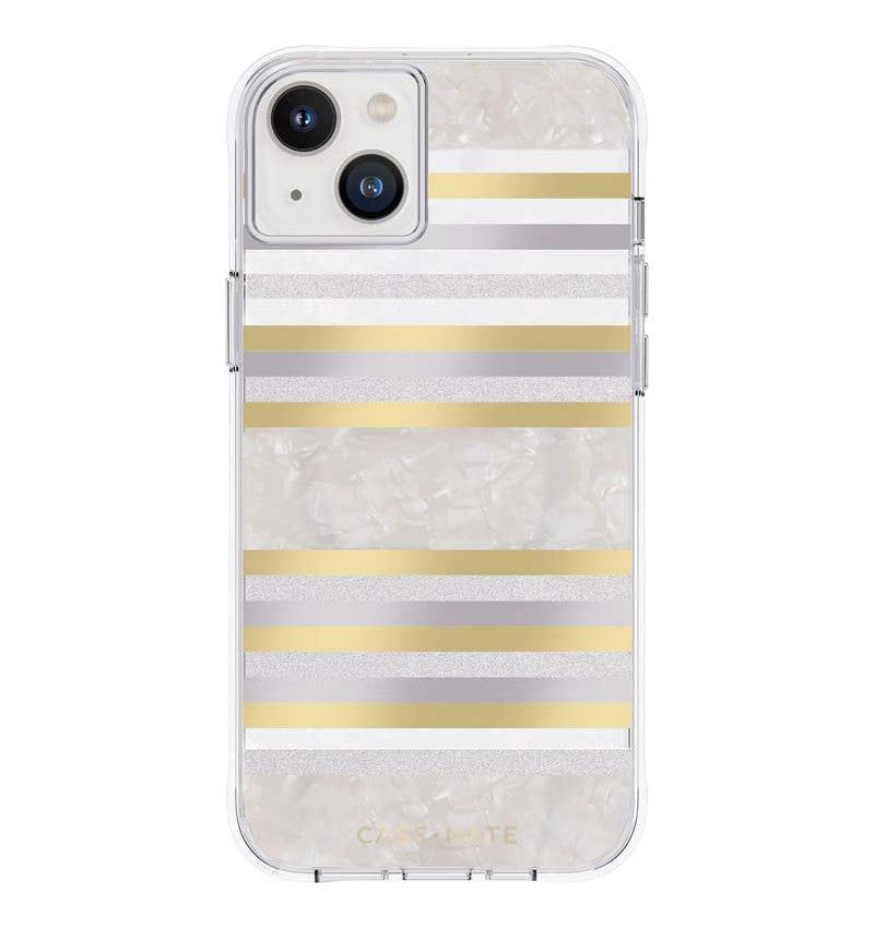 Case-Mate Iphone 14 Plus Case - Pearl Stripes - 10ft Drop Protection - Compatible With Magsafe & Wireless Charging - Luxury Bling Cover For Iphone 14 Plus - Slim Anti Scratch Shock Absorbing Materials
