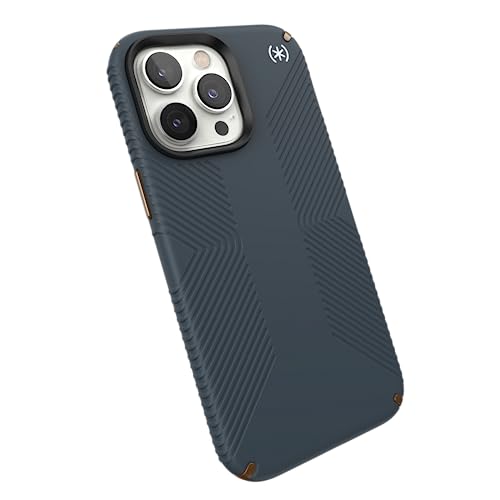 Speck Iphone 14 Pro Max Case - Drop Protection, Scratch Resistant, Dual Layer Slim Phone Case For 6.7 Inch Iphones 14 Pro Max - Built For Magsafe - Presidio2 Grip - Charcoal/Cool Bronze/White