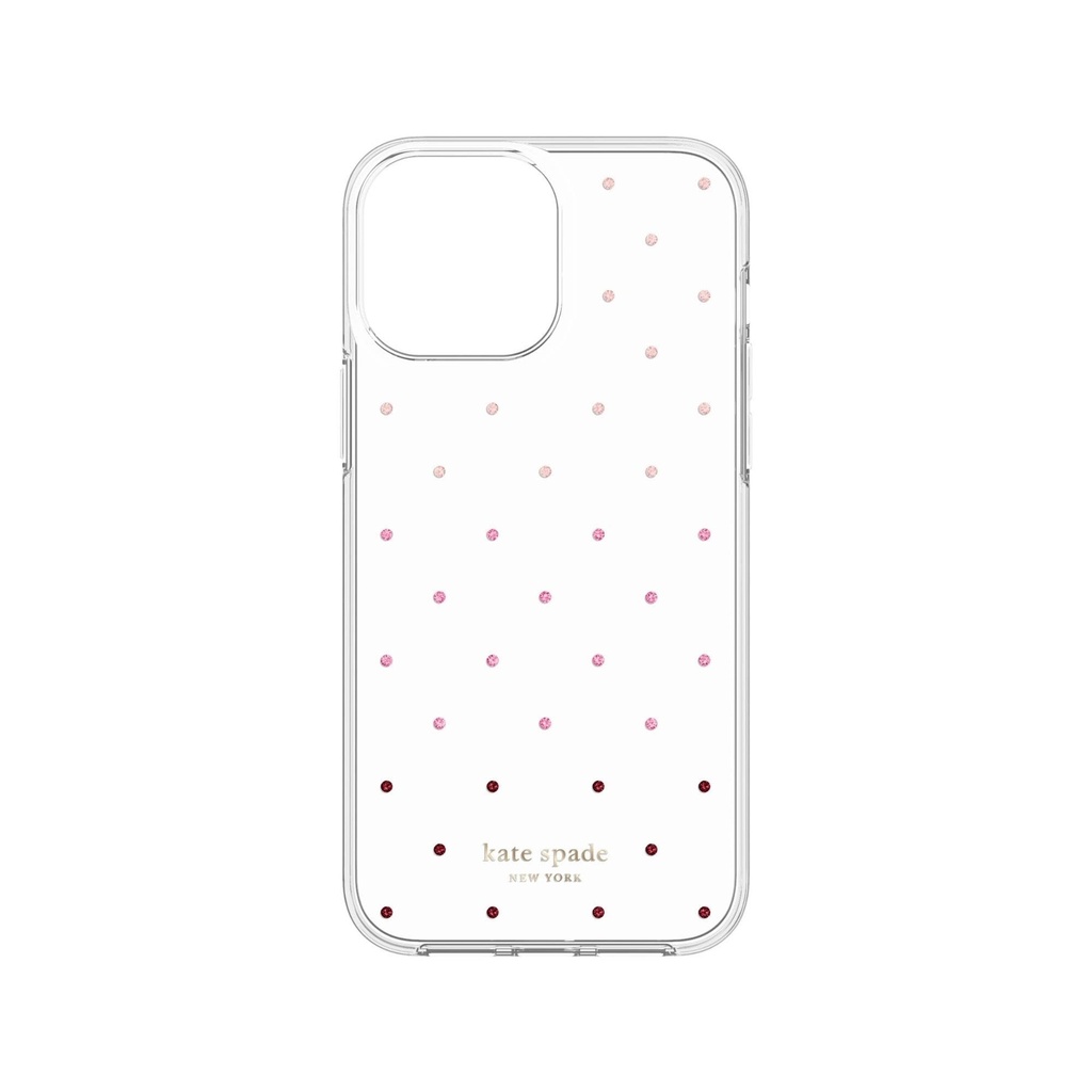 kate spade NY Protective Hardshell for iPhone 13 Pro Max – Pin Dot Ombre/Pink/Clear
