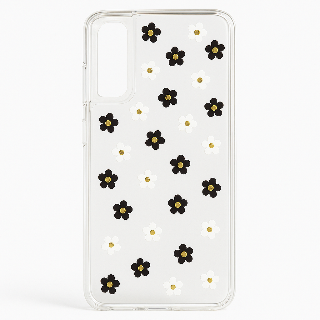 Kate Spade New York Defensive Hardshell Case Compatible With Samsung Galaxy S21+ 5g - Scattered Flowers Silicone,Lightweight Black/White/Gold Gems/Clear/White Bumper