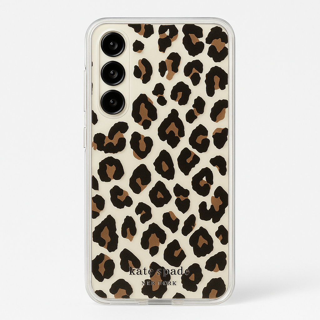 Kate Spade New York Defensive Hardshell Case Compatible With Samsung Galaxy S23 - Black Cheetah Print