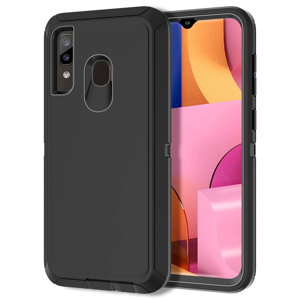 I-Honva For Samsung Galaxy A30/A20 Case - Shockproof 3 In 1 Full Body Protection, Black