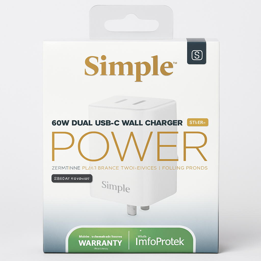 Simple 60w Dual Usb-C Wall Charger