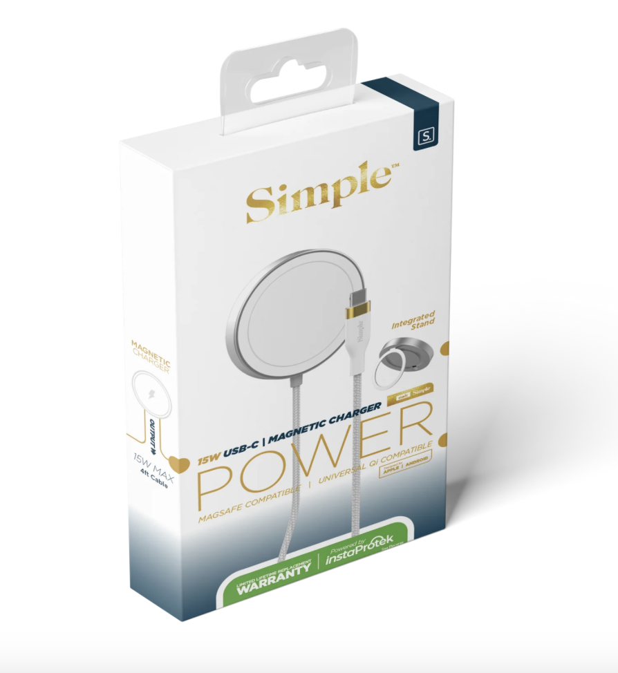 SIMPLE 15W USB-C MAGNETIC MAGSAFE PUCK CHARGER 4 FT