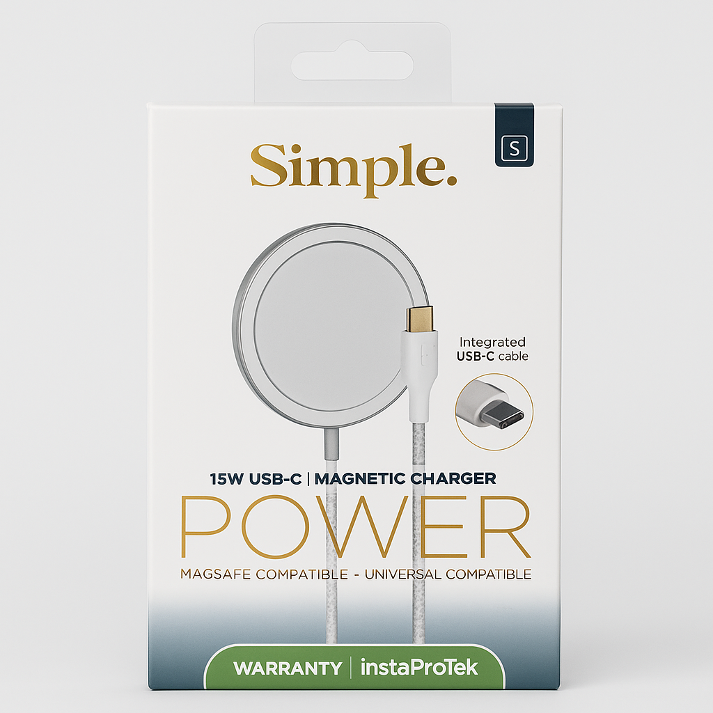 Simple 15w Usb-C Magnetic Magsafe Puck Charger 4 Ft