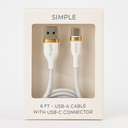 Simple 6 Ft - Usb-A Cable With Usb-C Connector