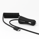Puregear 5ft Coiled 15w/3a Vehicle Car Charger For Usb-C Type C Devices - Black
