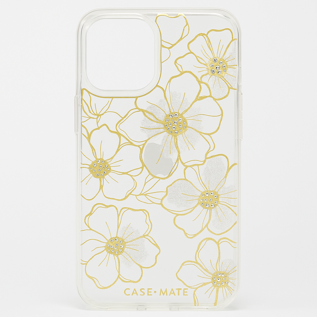 Case-Mate Iphone 15 Pro Max Case - Floral Gems [12ft Drop Protection] [Compatible With Magsafe] Magnetic Cover With Sparkly Rhinestones For Iphone 15 Pro Max 6.7", Anti-Scratch, Shockproof, Slim