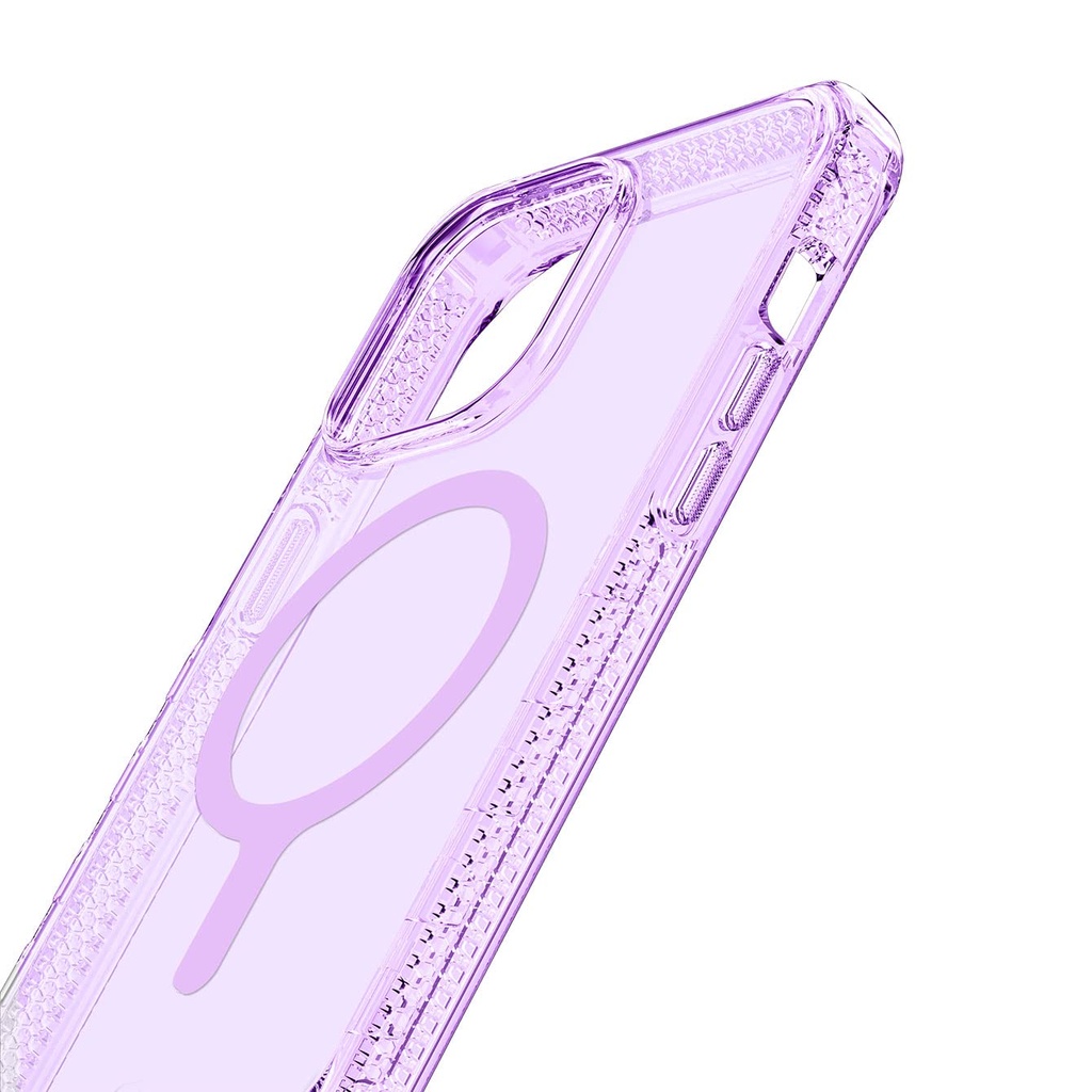 Itskins Supreme R // Clear Magnetic Protective Phone Case Compatible With Iphone 14 Pro Max, Compatible With Magsafe, Slim Hybrid Case, Anti-Yellowing, Military Shockproof Cover - Light Purple Print