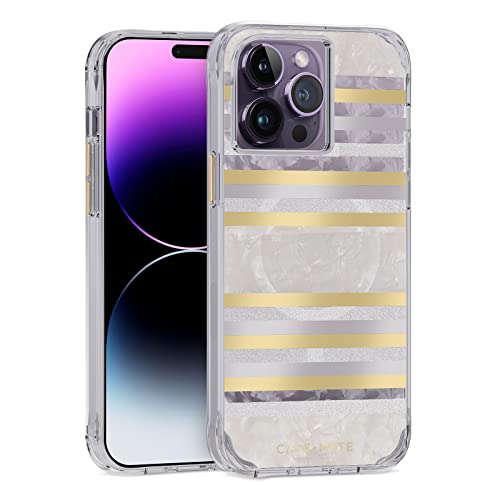 Case-Mate Iphone 14 Pro Max Case - Pearl Stripes - 10ft Drop Protection - Compatible With Magsafe & Wireless Charging - Luxury Cover For Iphone 14 Pro Max - Slim Anti Scratch Shock Absorbing Materials