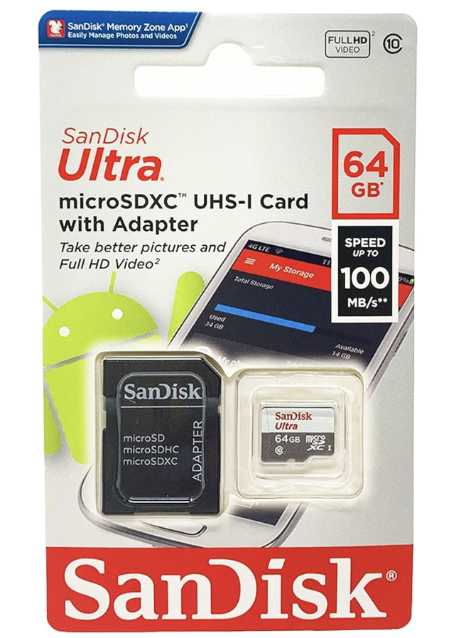 SANDISK ULTRA 64GB MICROSDXC UHS-I CLASS 10 MEMORY CARD WITH ADAPTER