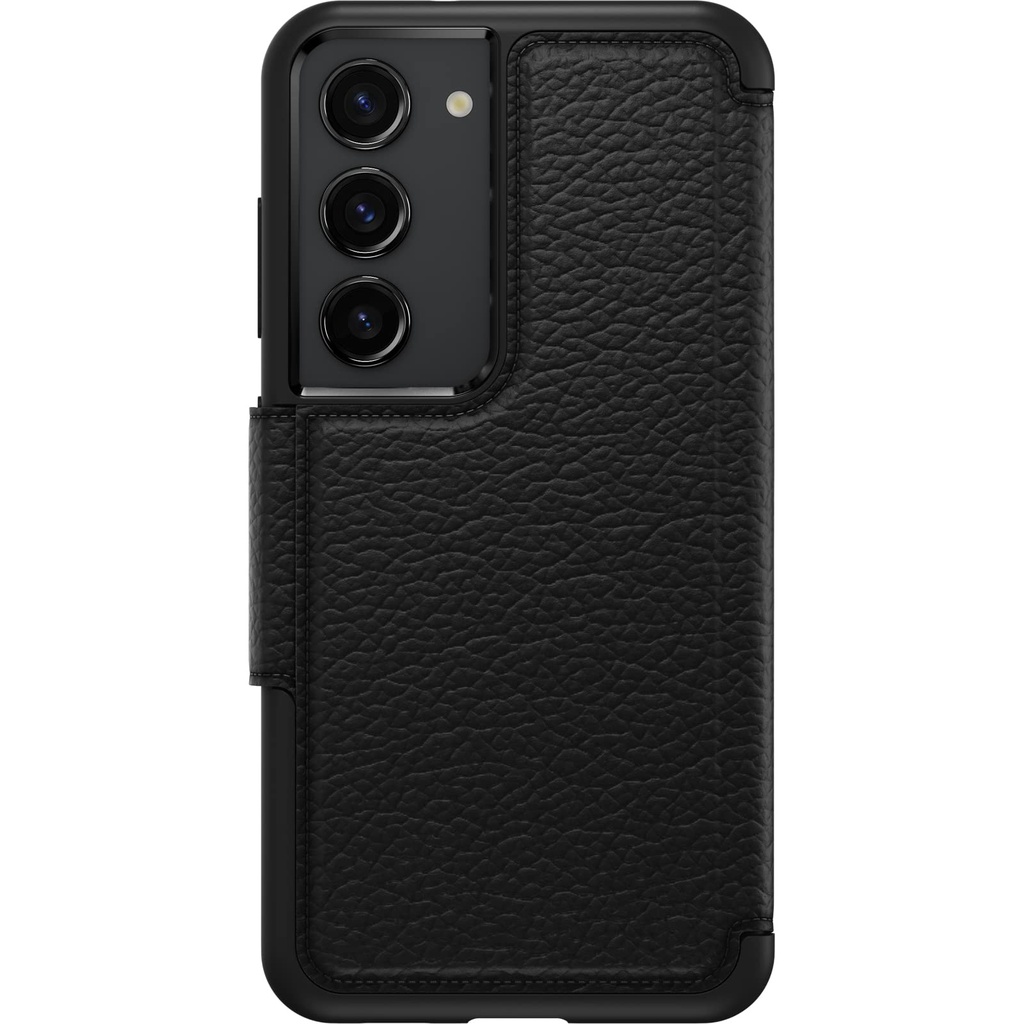 Otterbox Galaxy S23 Strada Series Case - Shadow (Black), Card Holder, Genuine Leather, Pocket-Friendly, Folio Case