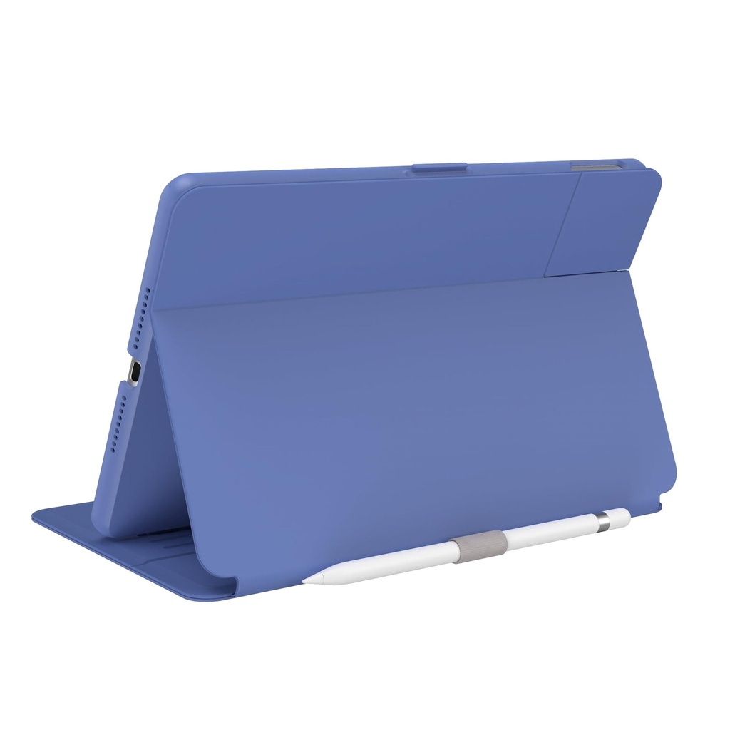 Speck Balance Folio Case For Ipad 10.2 Inch (2019-2021) - Drop & Camera Protection, Slim Multi Range Stand, Apple Pencil Holder - Grounded Purple/Sweater Grey/White
