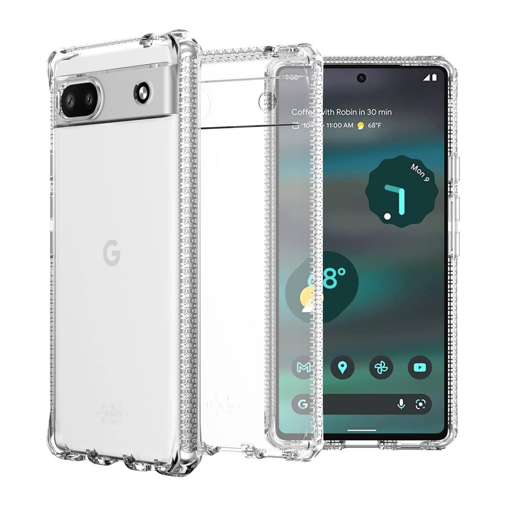 Itskins Spectrum // Clear Compatible With Google Pixel 6a, Protective Phone Case, Slim Hybrid Case, Anti-Yellowing, And Heavy Duty Shockproof Cover, Military Phone Case - Transparent