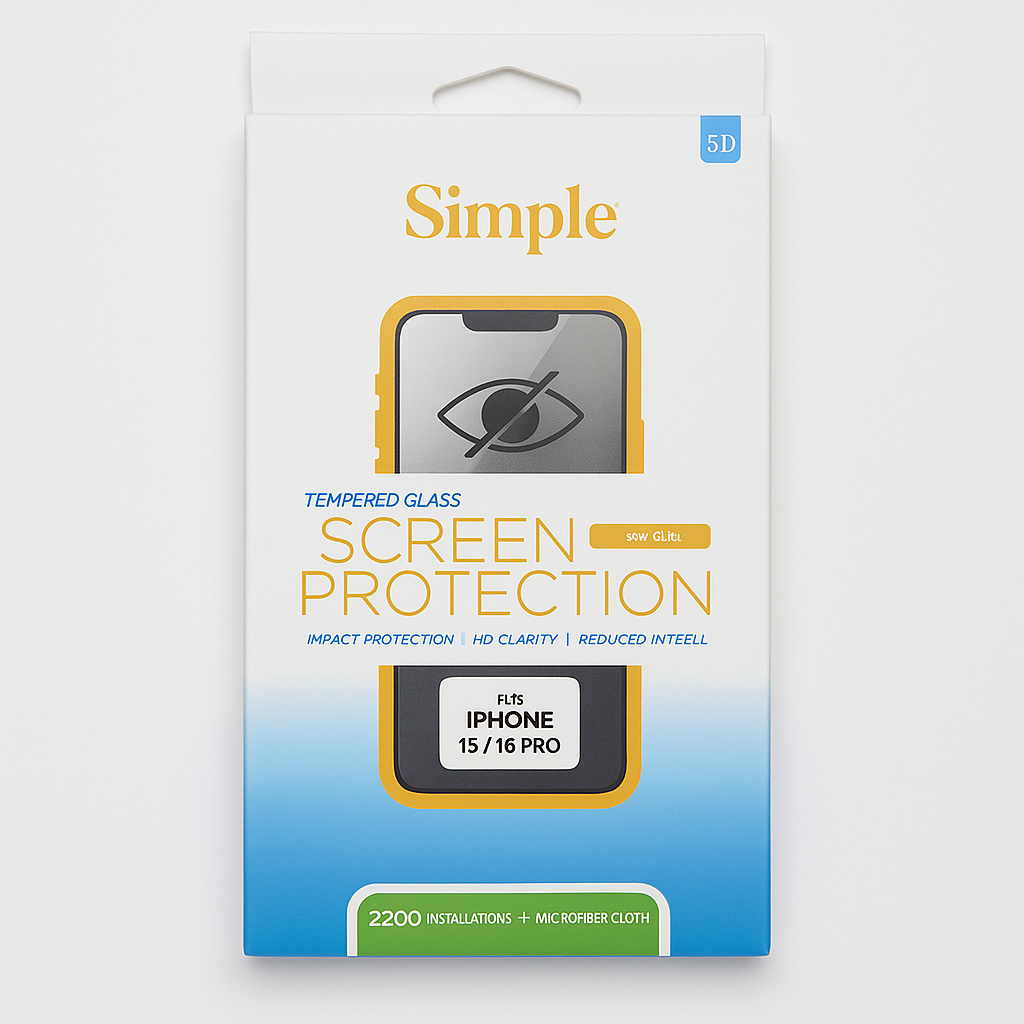 Simple Iphone 15/Iphone 15 Pro Privacy Tempered Glass Screen Protector