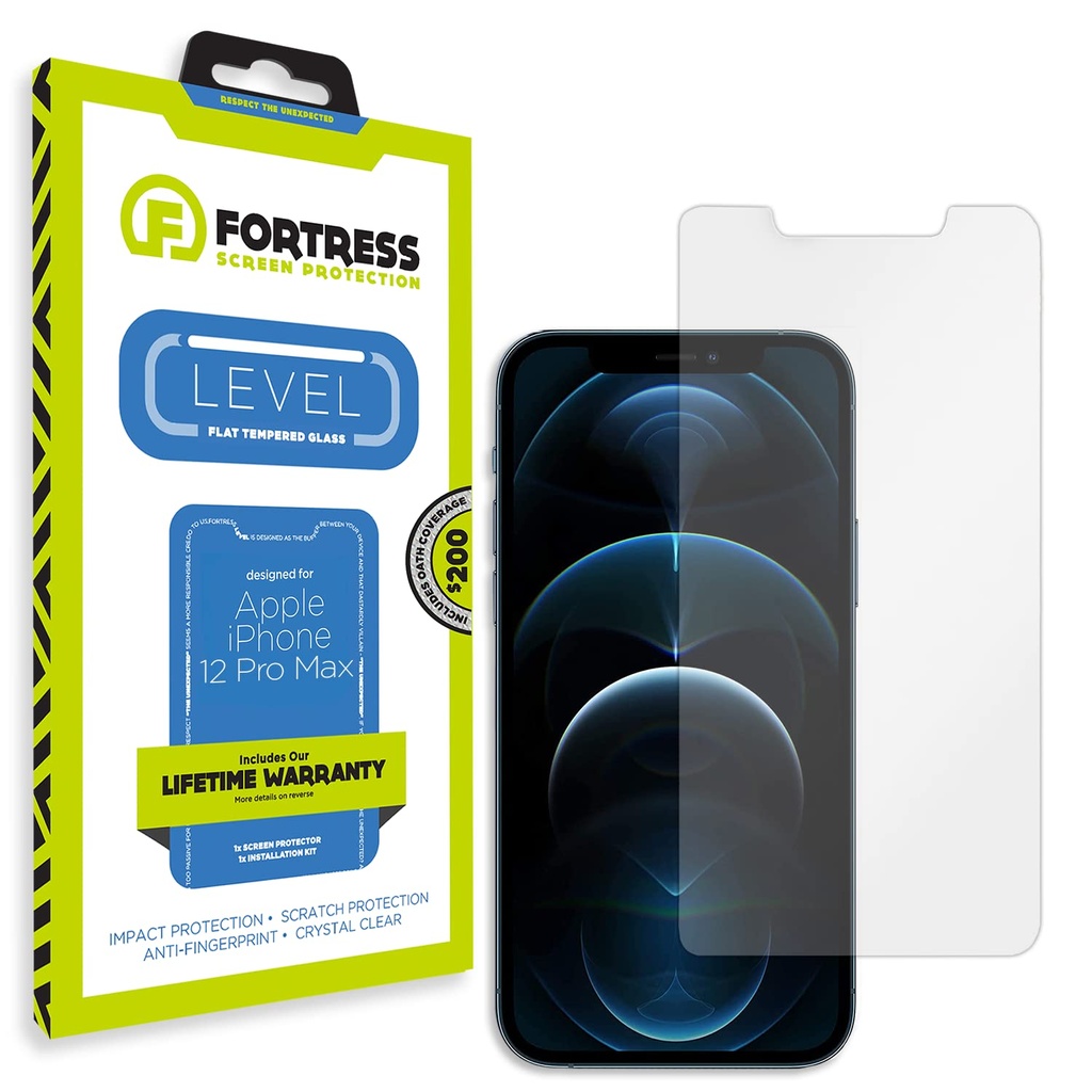 Fortress Compatible With Iphone 12 Pro Max Screen Protector With $200 Device Coverage [9h Tempered Glass] Anti-Scratch, Drop Protection [Lifetime Replacements] Anti-Fingerprint