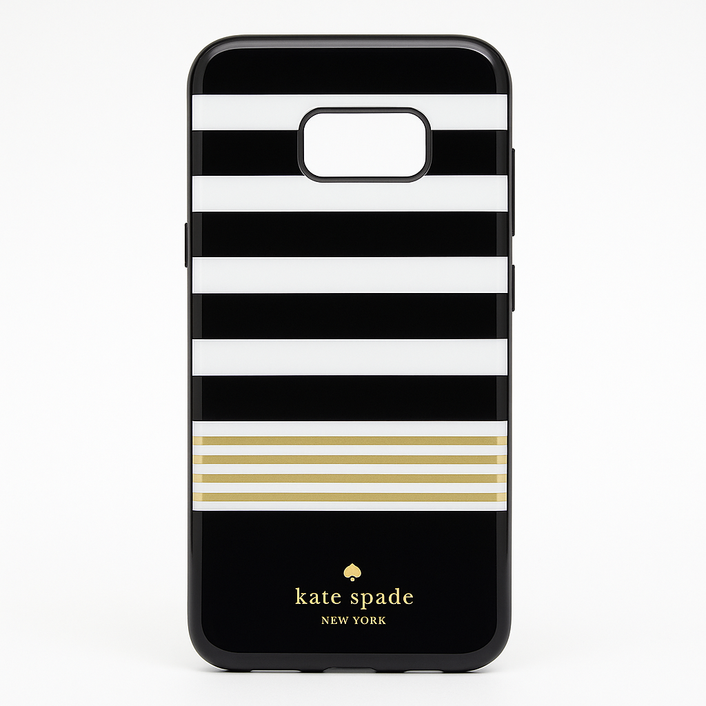 Kate Spade New York Protective Hardshell Case For Samsung Galaxy S8 Plus - Stripe 2 Gold Foil / Black / Cream