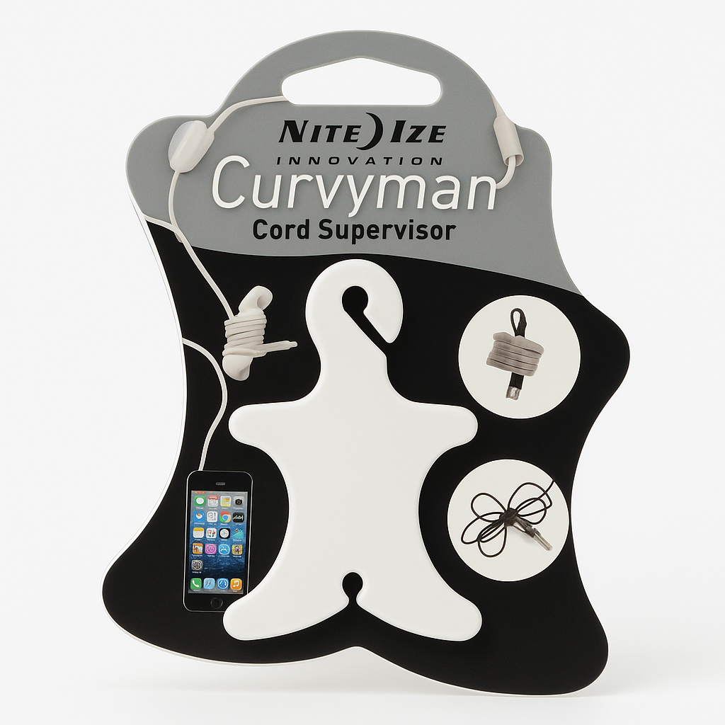Nite Ize Curvyman Cord Supervisor Earbud Organizer, Headphone Cord Wrap - Compact, Durable, And Lightweight, White