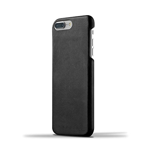 Mujjo Moulded Edge Leather Case For Iphone 8 Plus, Iphone 7 Plus | Premium Genuine Leather, Natural Aging Effect | Pocket For 2-3 Cards (Black)