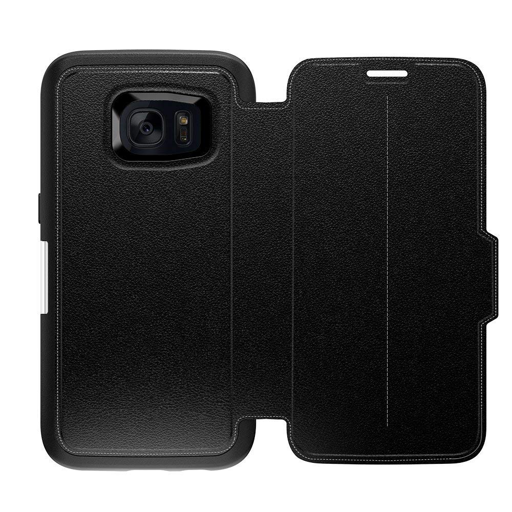 Otterbox Strada Series Leather Wallet Case For Samsung Galaxy S7 - Retail Packaging - Phantom (Black/Black Leather)