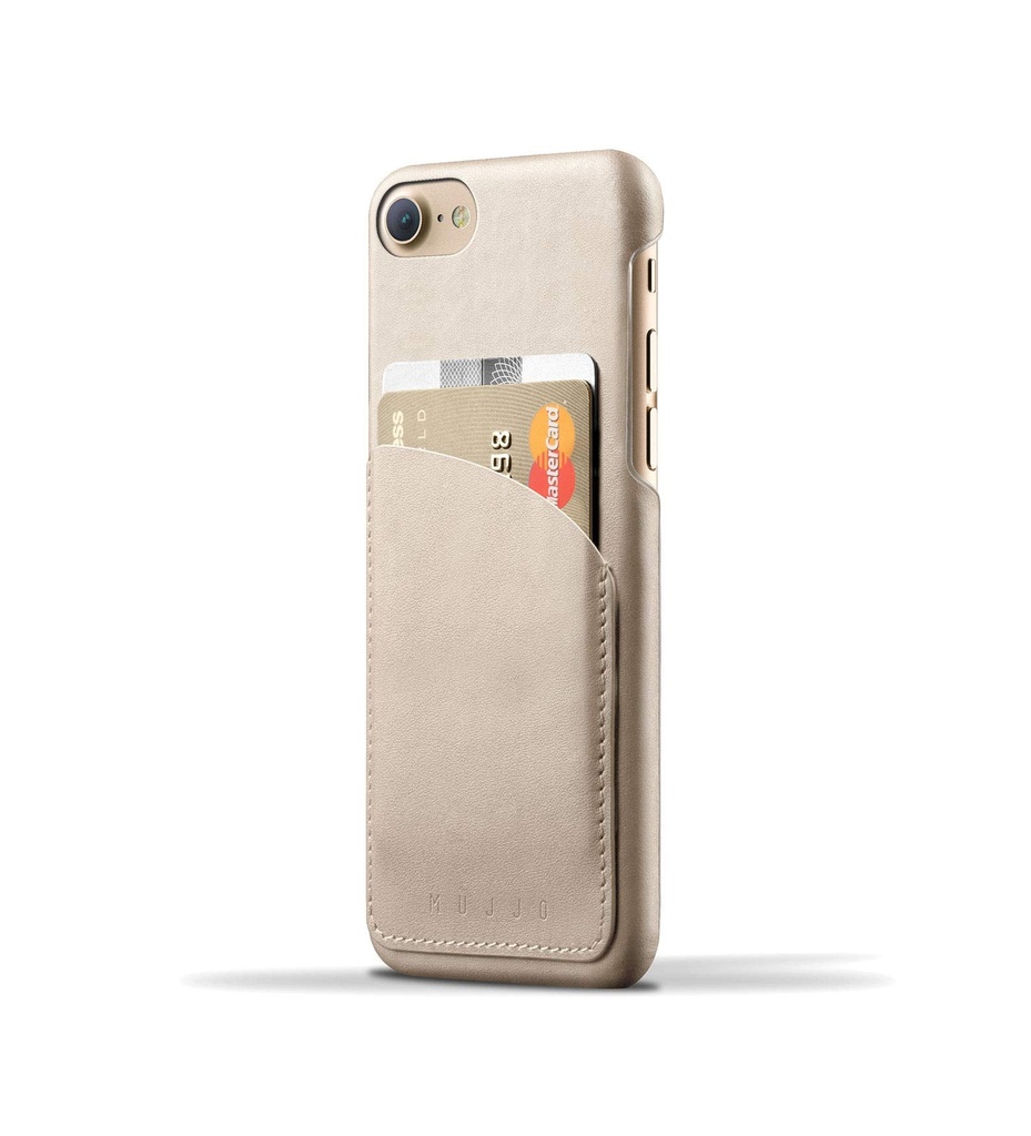 Mujjo Moulded Edge Leather Wallet Case for iPhone 8, iPhone 7 | Premium Genuine Leather, Natural Aging Effect, 2-3 Card Pocket (Champagne)