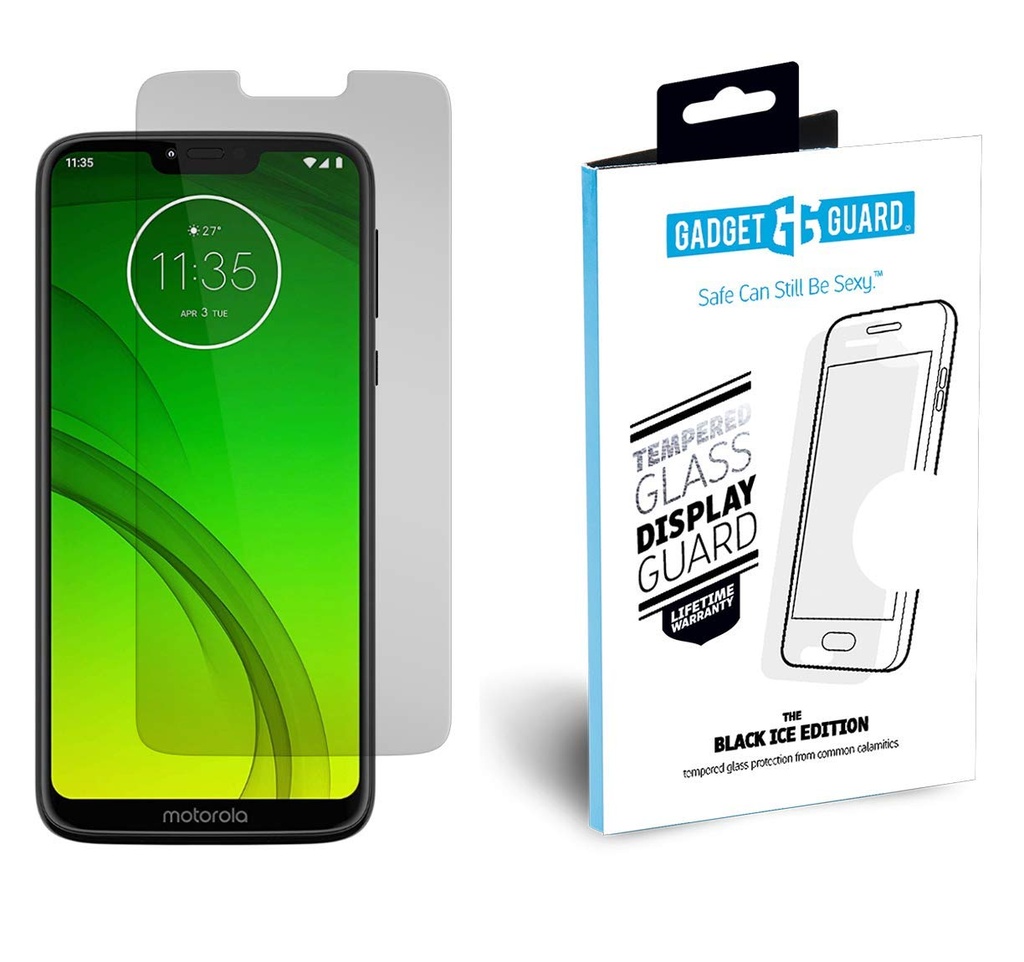 Gadget Guard Black Ice Glass Tempered Glass Screen Protector for The Motorola Moto G7 Power (Clear)